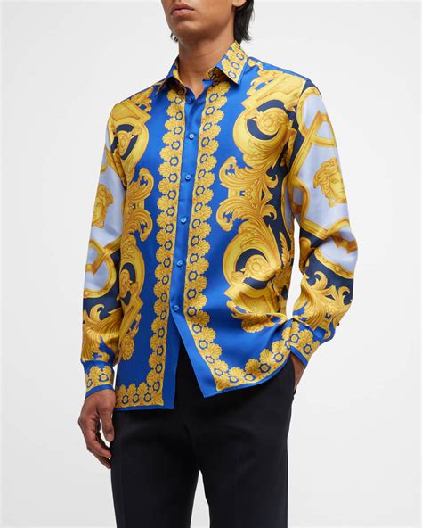 versace gold baroque shirt|Versace silk shirt price.